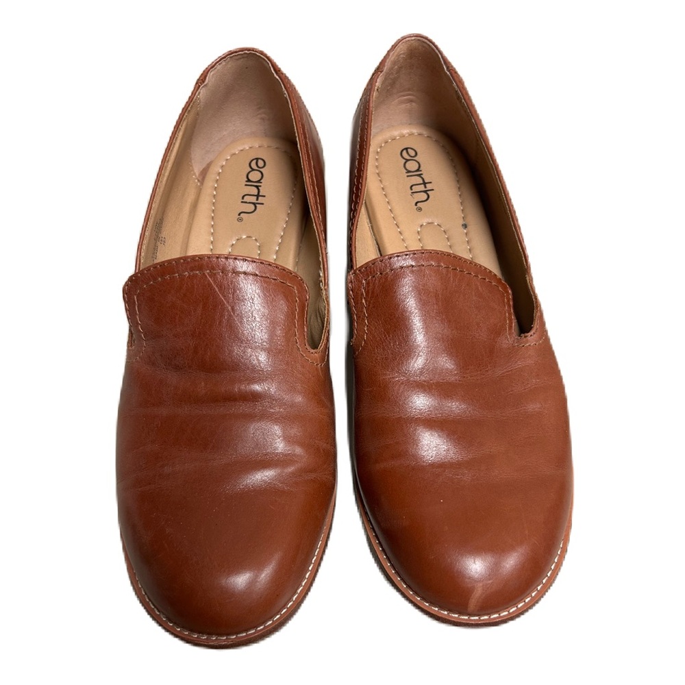 Earth Women Etedna Brown Leather Slip on Loafer Shoes 10W Neutral Preppy Classic